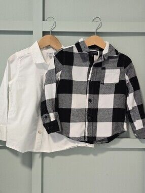 French Toast Black & White Plaid Button-Down Shirt for Kids